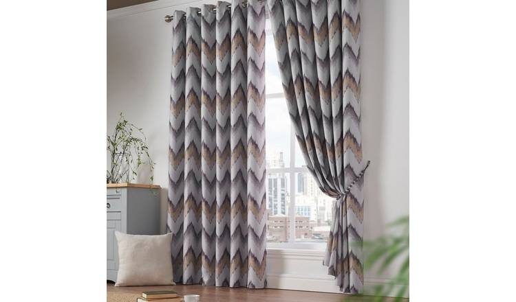 Luxury Living Geometric Blackout Eyelet Curtains 168cm x 137cm - Yellow