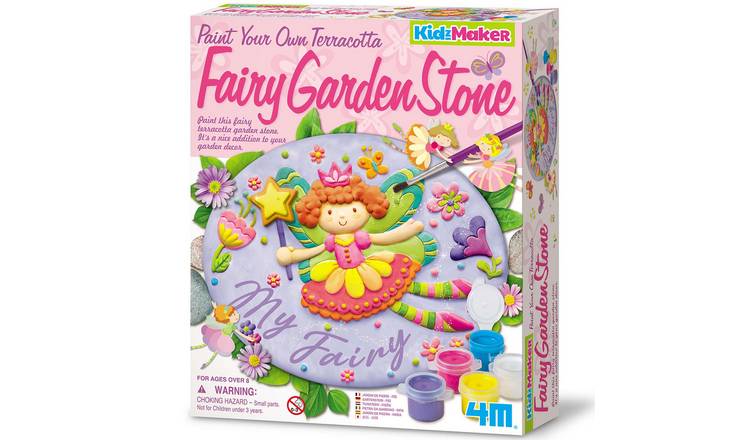 4M KidzMaker Paint Your Own Terracotta Fairy Garden Stone - 8 Years +