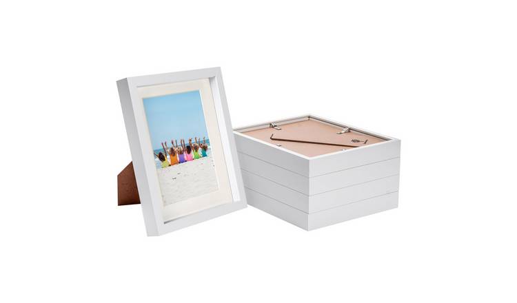 Nicola Spring 8" x 10" White 3D Box Photo Frame 5" x 7" Ivory Mount - Set of 5