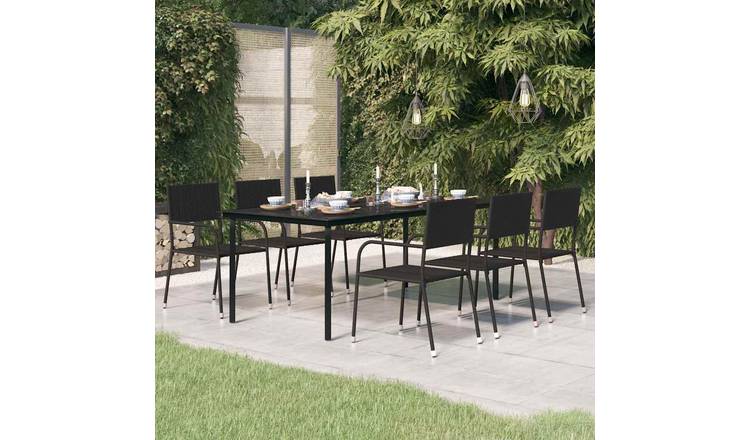 Walplus Steel Garden Dining Table - Black - 200 x 100 x 74 cm