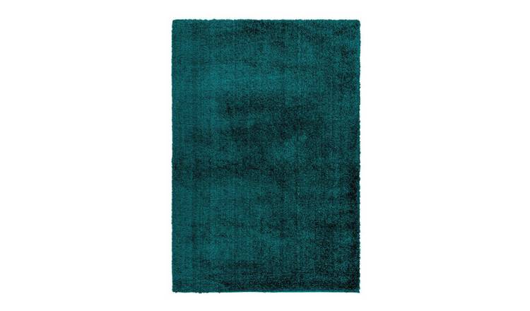 Mega Flooring Blue Shaggy Plain Rug - 80 x 150cm