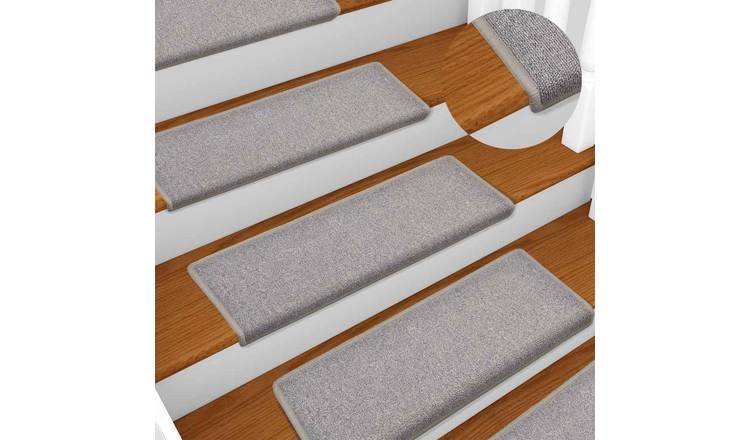 Walplus Pack of 15 Rectangular Needle-Punched Stair Mats - Light Grey - 65 x 21