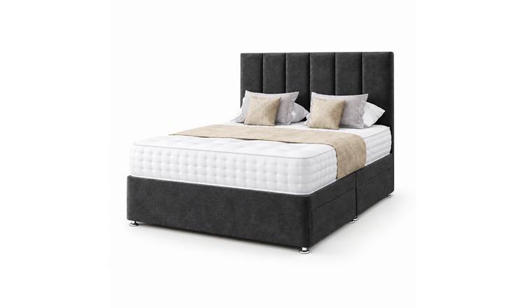 Comfy Deluxe 4ft6 Double   Panel      Suede  Divan Bed Set -  Grey