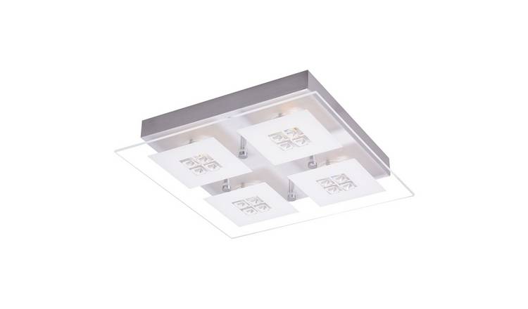 Happy Homewares Nickel Brushed Chrome LED Bathroom Ceiling Light - 26cm
