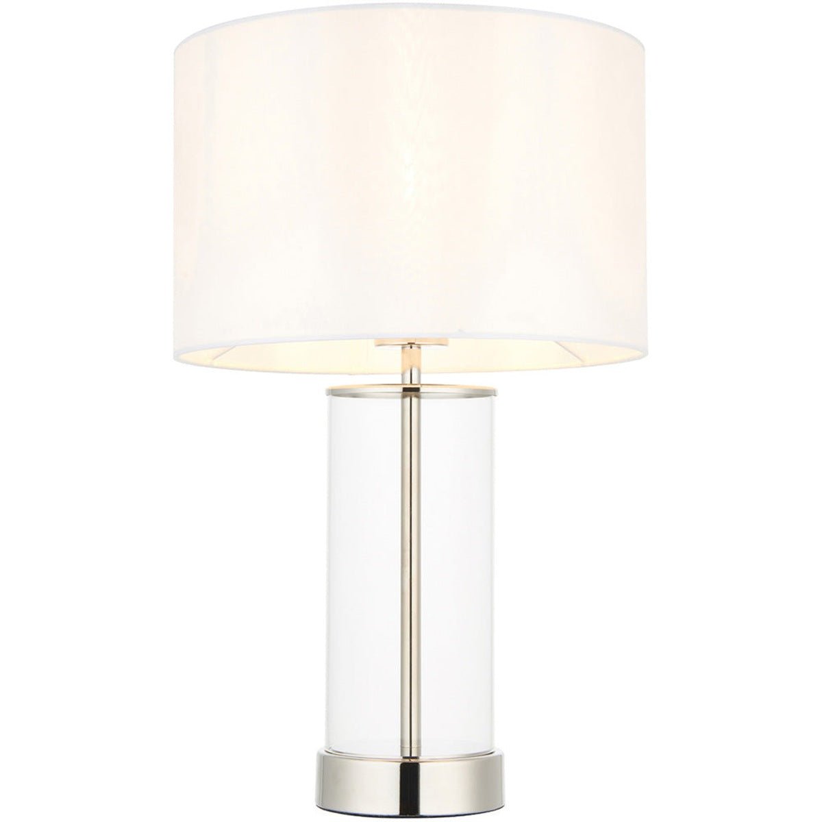 Loops Direct Fabric Steel and Glass Table Lamp - Vintage White - Image 1