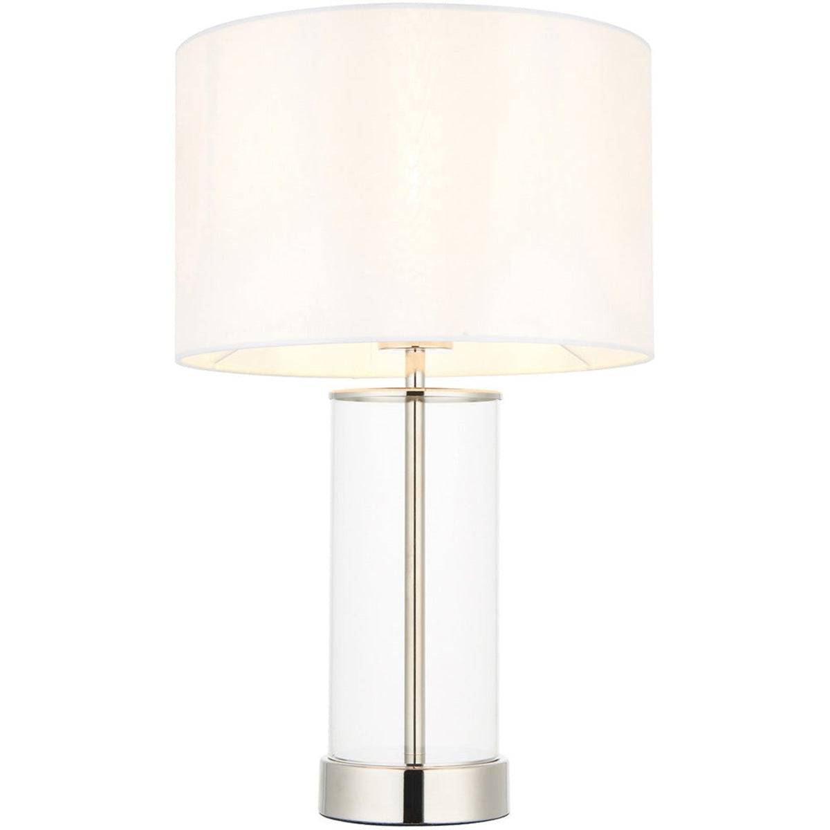 Loops Direct Fabric Steel and Glass Table Lamp - Vintage White - Image 1