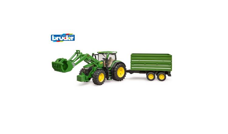Bruder 1:16 John Deere 7R 350 Tractor with Frontloader Tipping Trailer - Green