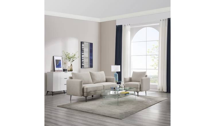 Furniture Online Sofia Linen 1+3 Seater Sofa Set - Beige