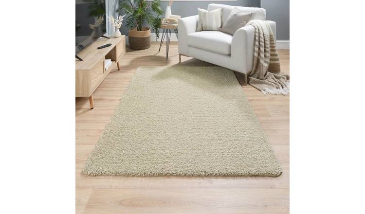 The Rugs Beige Washable Plain Nonslip Shaggy Rug - 60 x 100cm