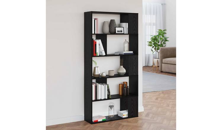 Walplus Engineered Wood Book Cabinet - Dark Oak - 80 x 24 x 159 cm