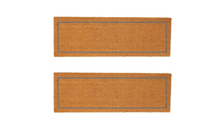 Nicola Spring Coir Double Door Mats - Grey Inset - Pack of 2