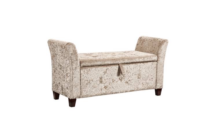 Vida Designs Seville Crushed Velvet Storage Ottoman - Champagne