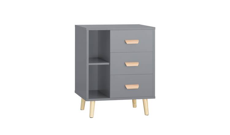 SoBuy 3 Drawer 2 Tier Nightstand - Light Grey