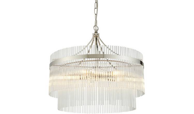 Loops Direct Metal and Glass Pendant Light - Bright Nickel