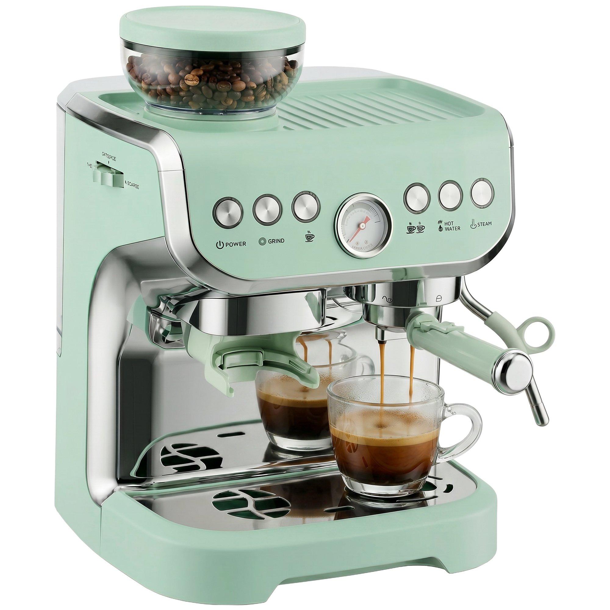 HOMCOM Espresso Machine Bean to Cup Coffee Machine, Steam Wand, Light Green - Image 2