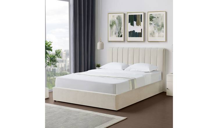 Artemis Home Evelynne Fabric 150cm King Ottoman Bed with Storage - Beige