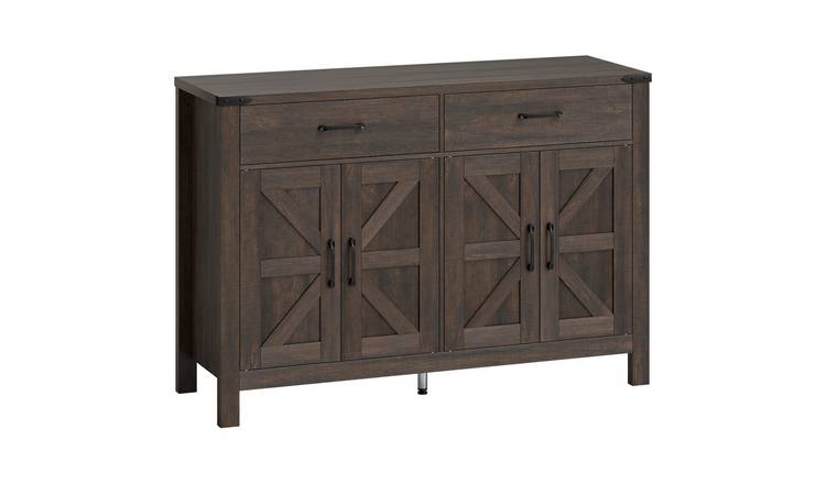 HOMCOM 4 Doors Farmhouse Sideboard - Dark Brown