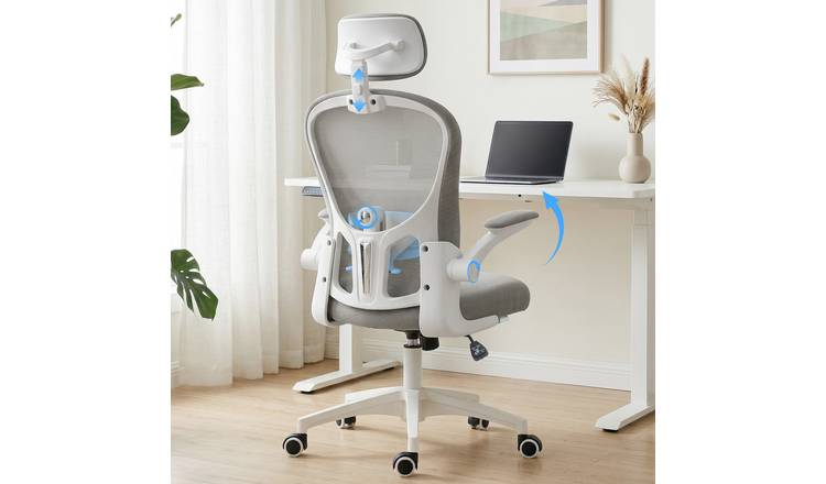 Vinsetto Office Chair with Adjustable Headrest and 4D Lumbar Support - Grey