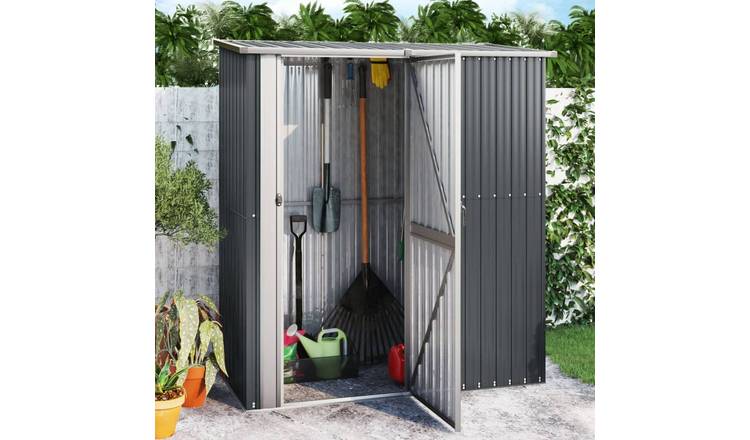 Walplus Galvanised Steel Garden Shed - Anthracite - 180.5 x 97 x 209.5 cm