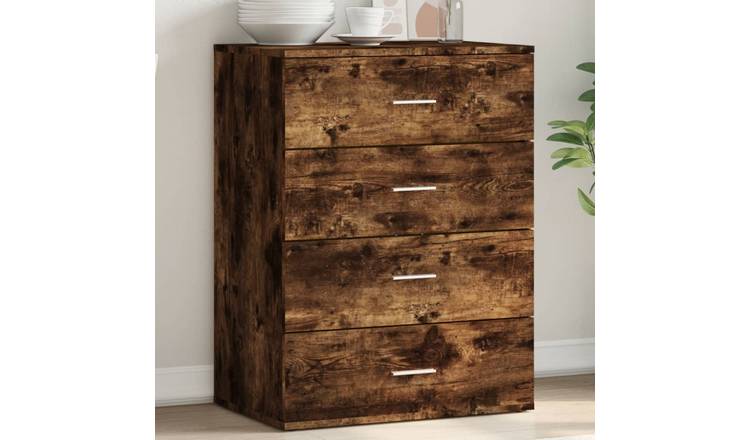 Walplus Engineered Wood Sideboard - Dark Oak - 60 x 39 x 80 cm