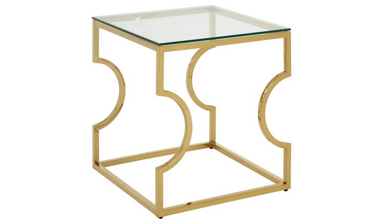 Orsina Allure Curved Frame End Table – Clear & Gold