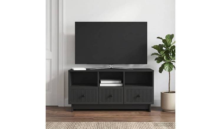Walplus Engineered Wood TV Cabinet with Drawers - Black - 102 x 34.5 x 50 cm