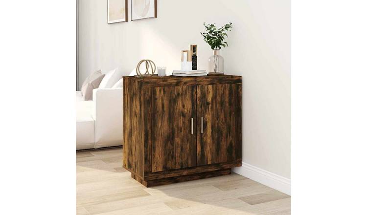 Walplus Engineered Wood 2 Door Sideboard - Smoked Oak - 80 x 40 x 75 cm