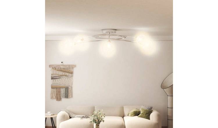 Walplus Iron Ceiling Lamp with Mesh Wire Shades for 5 G9 LED Lights - 80 x 16 cm