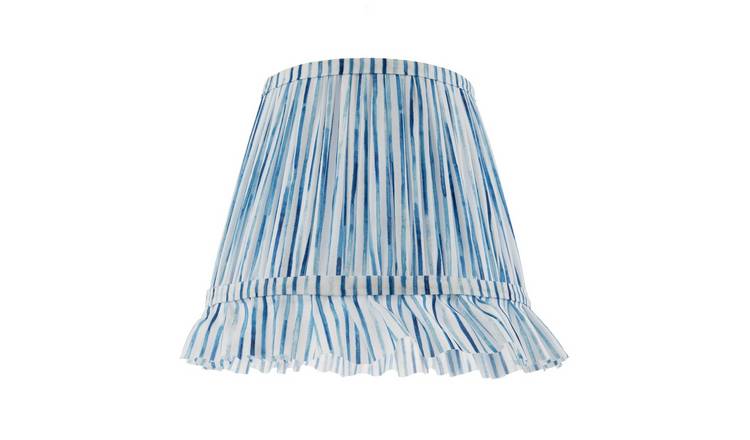 Happy Homewares Vintage Blue and White Faux Silk Plated Lampshade - 25cm