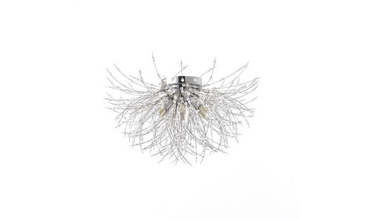 Living and Home Sputnik Crystal Flush Ceiling Light - Chrome