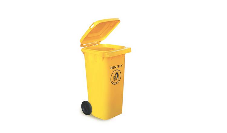 Charles Bentley 120L Outdoor Household Waste Medium Rubbish Wheelie Bin - Yellow