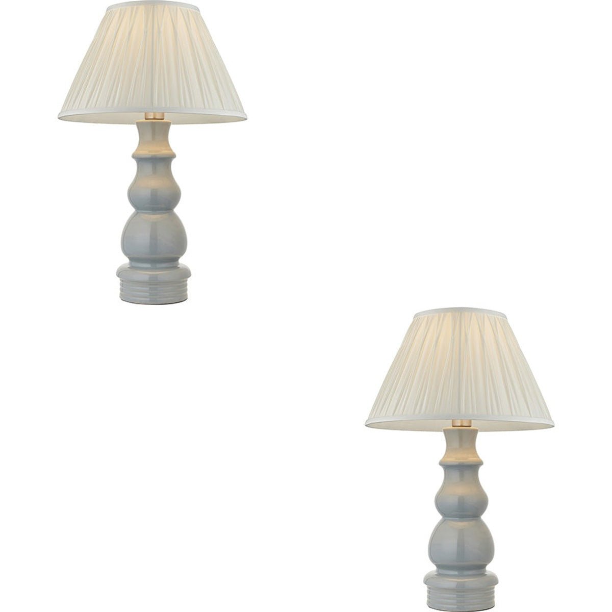 Loops Direct Pack of 2 40.5cm Diameter Ceramic Table Lamp - Blue Grey Glaze - Image 1