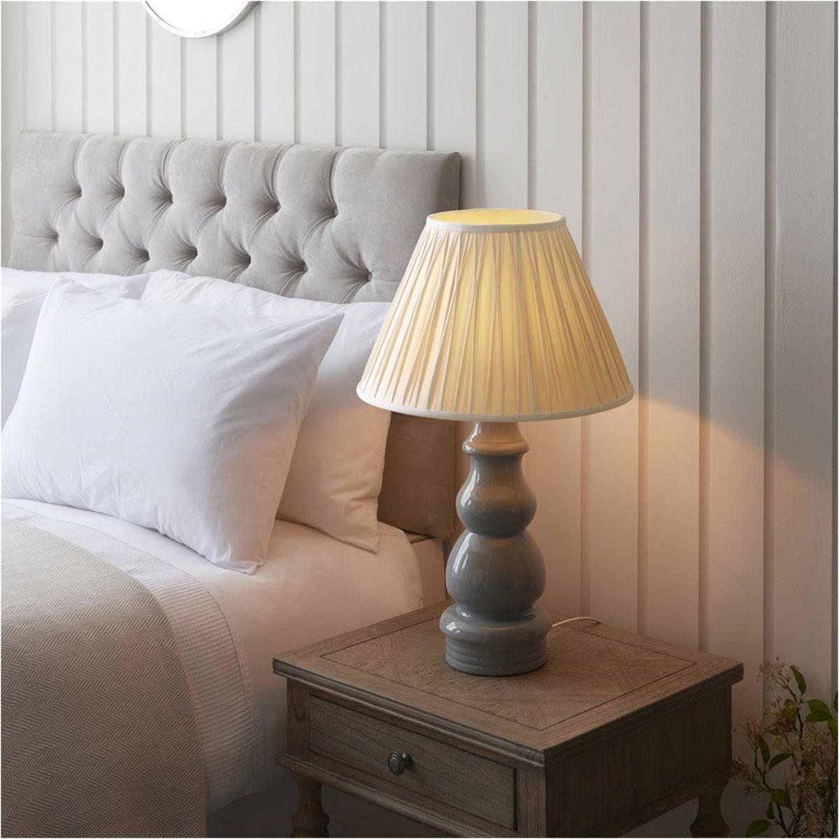 Loops Direct Pack of 2 40.5cm Diameter Ceramic Table Lamp - Blue Grey Glaze - Image 2