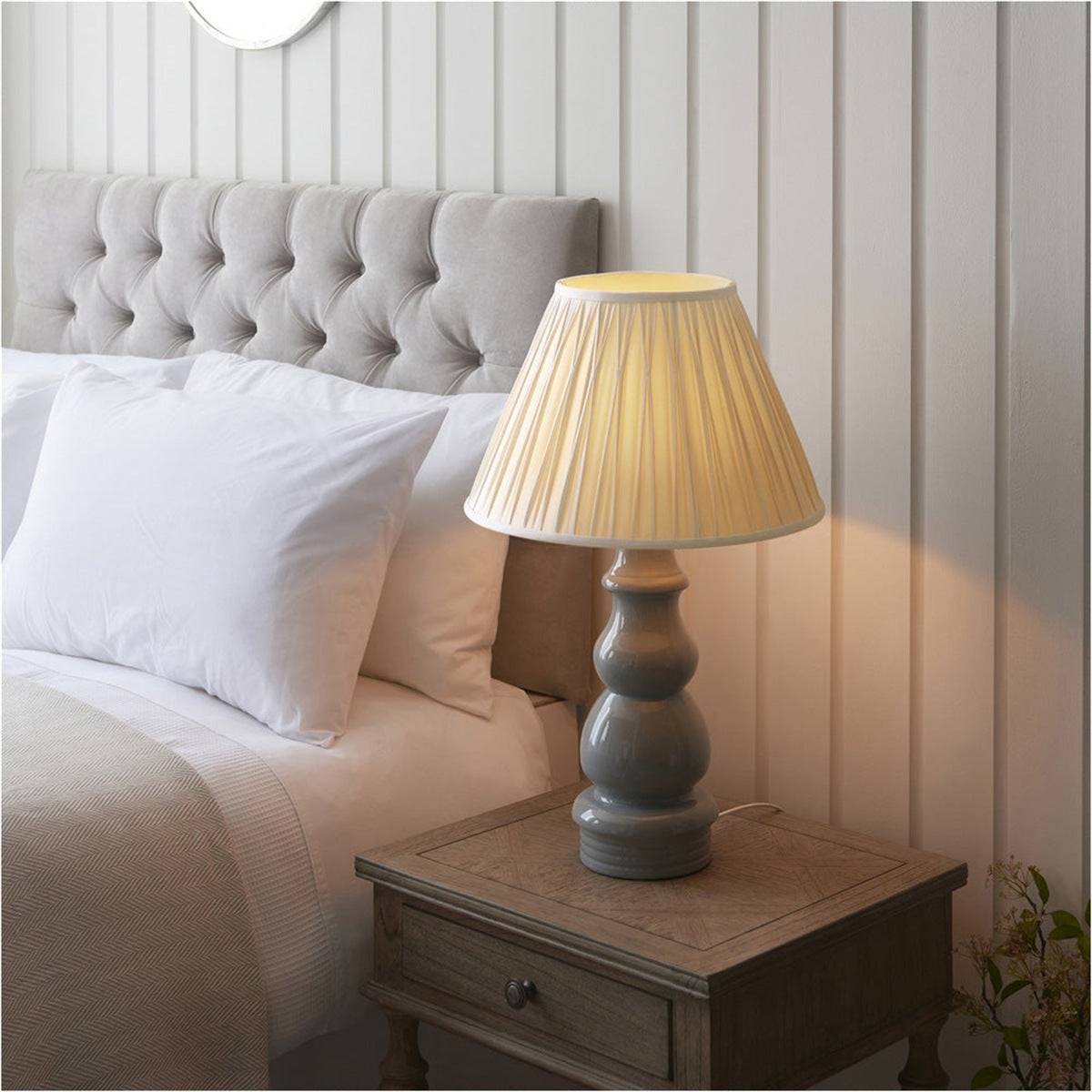 Loops Direct Pack of 2 40.5cm Diameter Ceramic Table Lamp - Blue Grey Glaze - Image 2