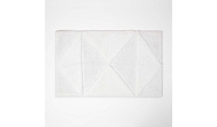 Homescapes Cotton Tufted Geometric Bath Mat - White