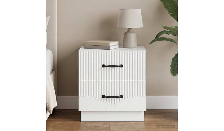 Walplus Engineered Wood Bedside Cabinet - White - 43 x 34.5 x 44.5 cm