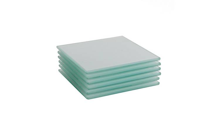 Harbour Housewares Glass Square Coasters - White - Pack of 6