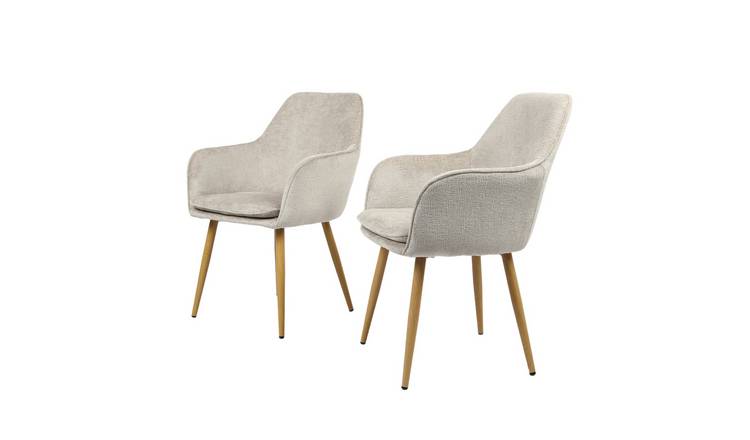 HomeGardenDirect Muse Woven Yarn Chair Set of 2 Ash Effect Leg  - Cream