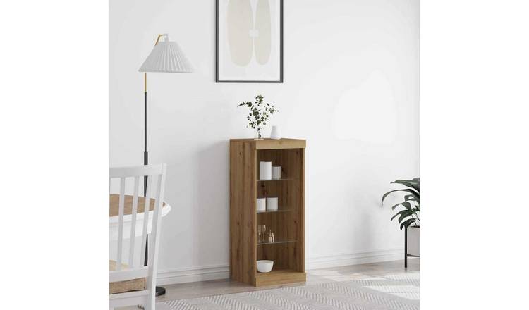 Walplus Engineered Wood LED 3 Shelf Sideboard - Oak - 41 x 37 x 100 cm