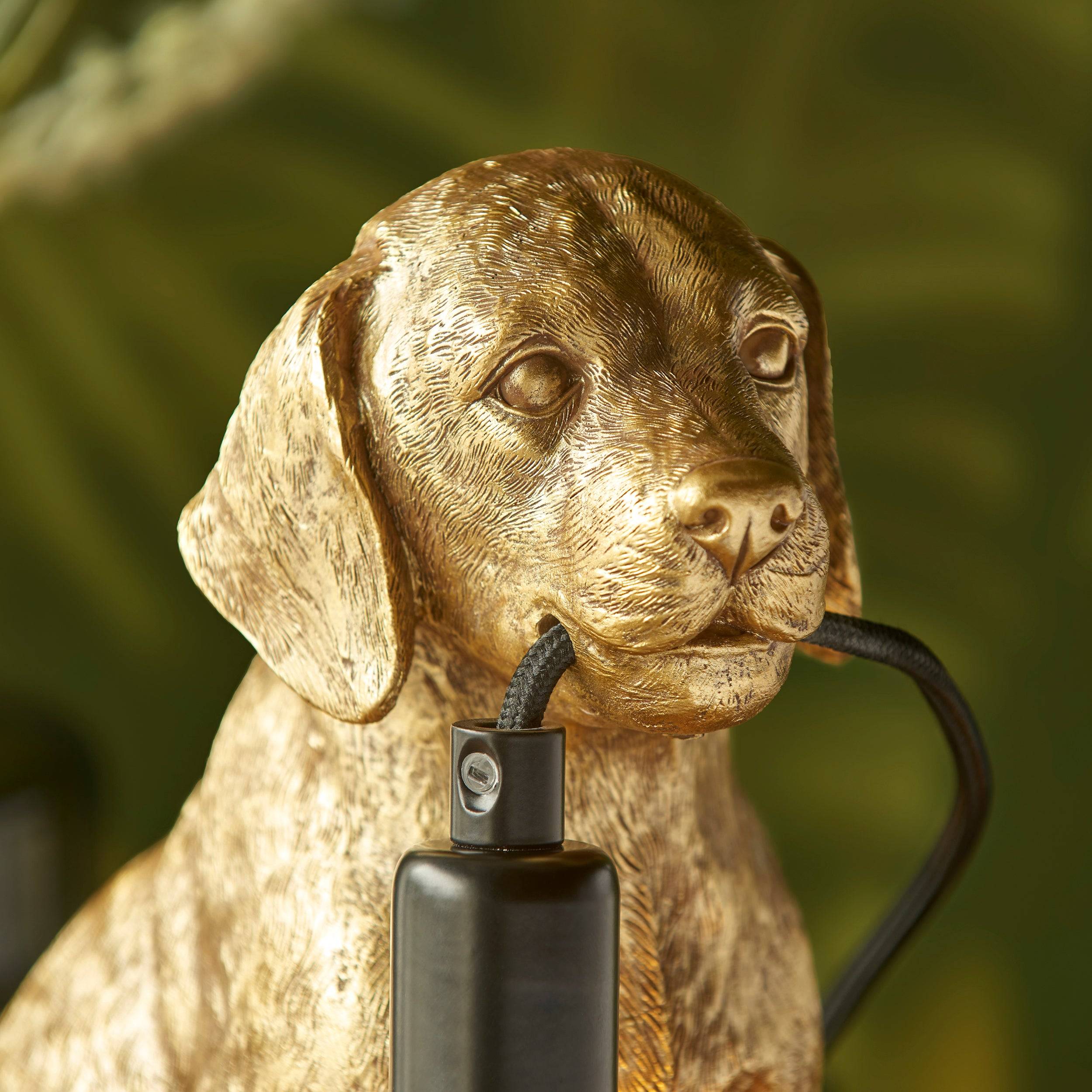 Loops Direct Pack of 2 Resin Table Lamp - Vintage Gold Labrador Puppy - Image 4