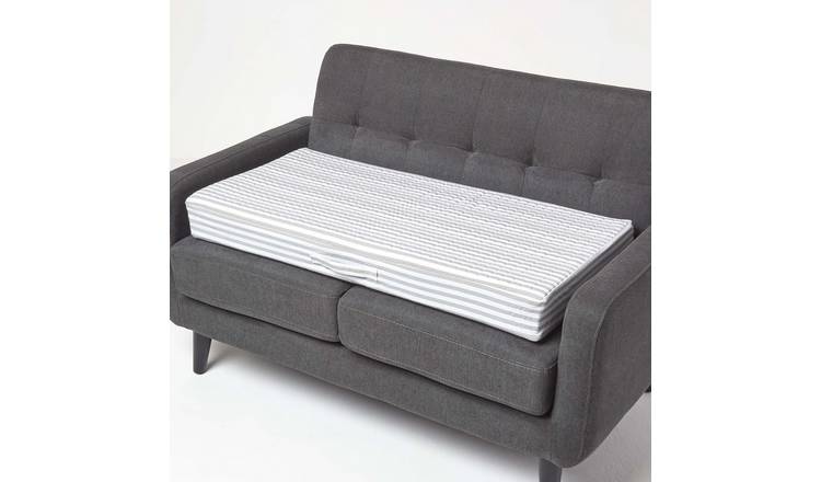 Homescapes Cotton Orthopaedic Foam 2 Seater Sofa Booster Cushion - Grey Stripe