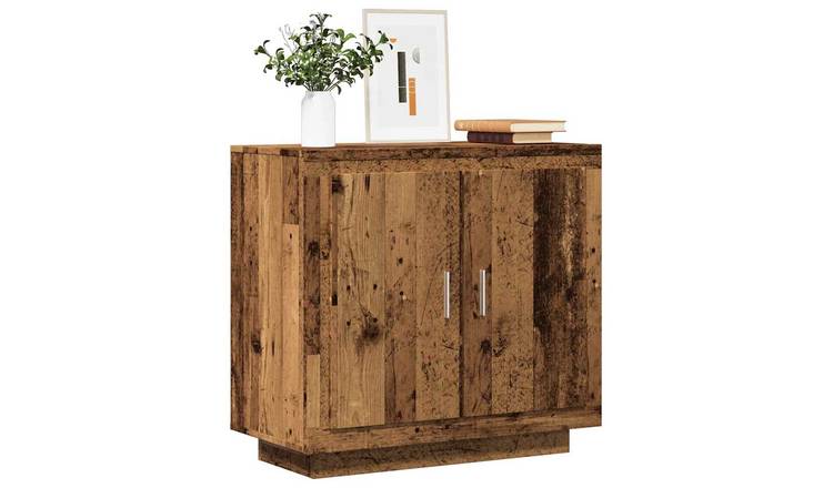 Walplus Engineered Wood 2 Door Sideboard - Dark Wood - 80 x 40 x 75 cm