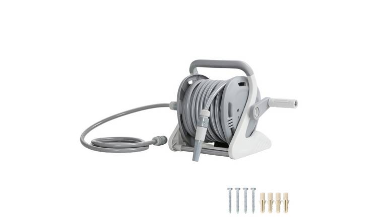Outsunny Pattern Wall Mounted Garden Hose Reel – Grey