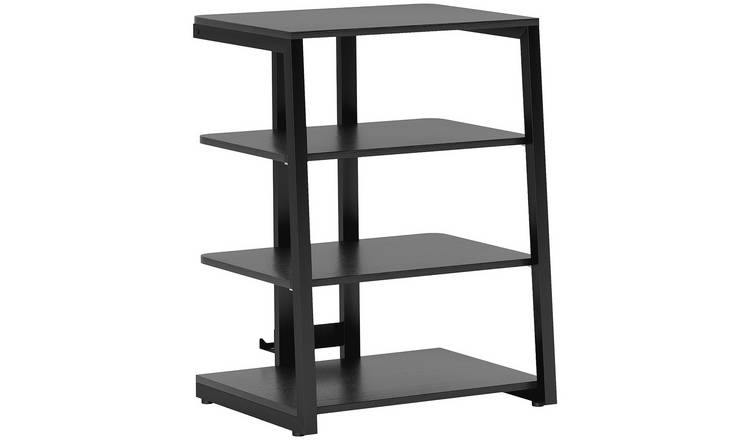 HOMCOM 4 Tier Media Storage Shelf with Adjustable Shelves - Black