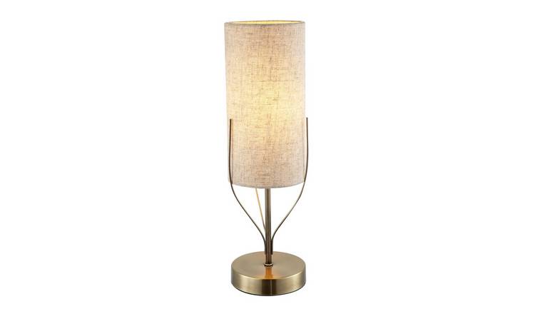 Happy Homewares Sleek Antique Brass Metal with Cylindrical Table Lamp - 12cm