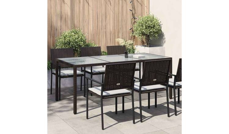 Walplus Poly Rattan Garden Table - Brown - 190 x 90 x 75 cm