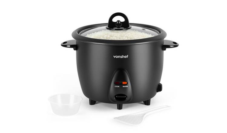 VonShef 1.8L 700W Rice Cooker for 8 - Black