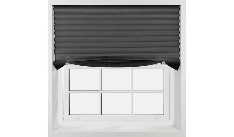 Furnished Grey No Drill Stick On Pleated Greyout Blind - 70 x 150cm