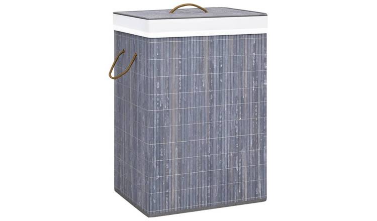 Walplus Bamboo Laundry Basket - Grey - 40 x 30 x 60 cm