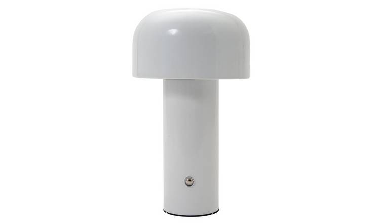 Happy Homewares Gloss White Mushroom Rechargeable LED Touch Table Lamp - 12.7cm